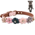 thumbnail image 1 of Collar de perro moda flor decoración collar ajustable Margarita flores mascotas collar pu cuero perro collares para perro pequeño gato perro, 1 of 8
