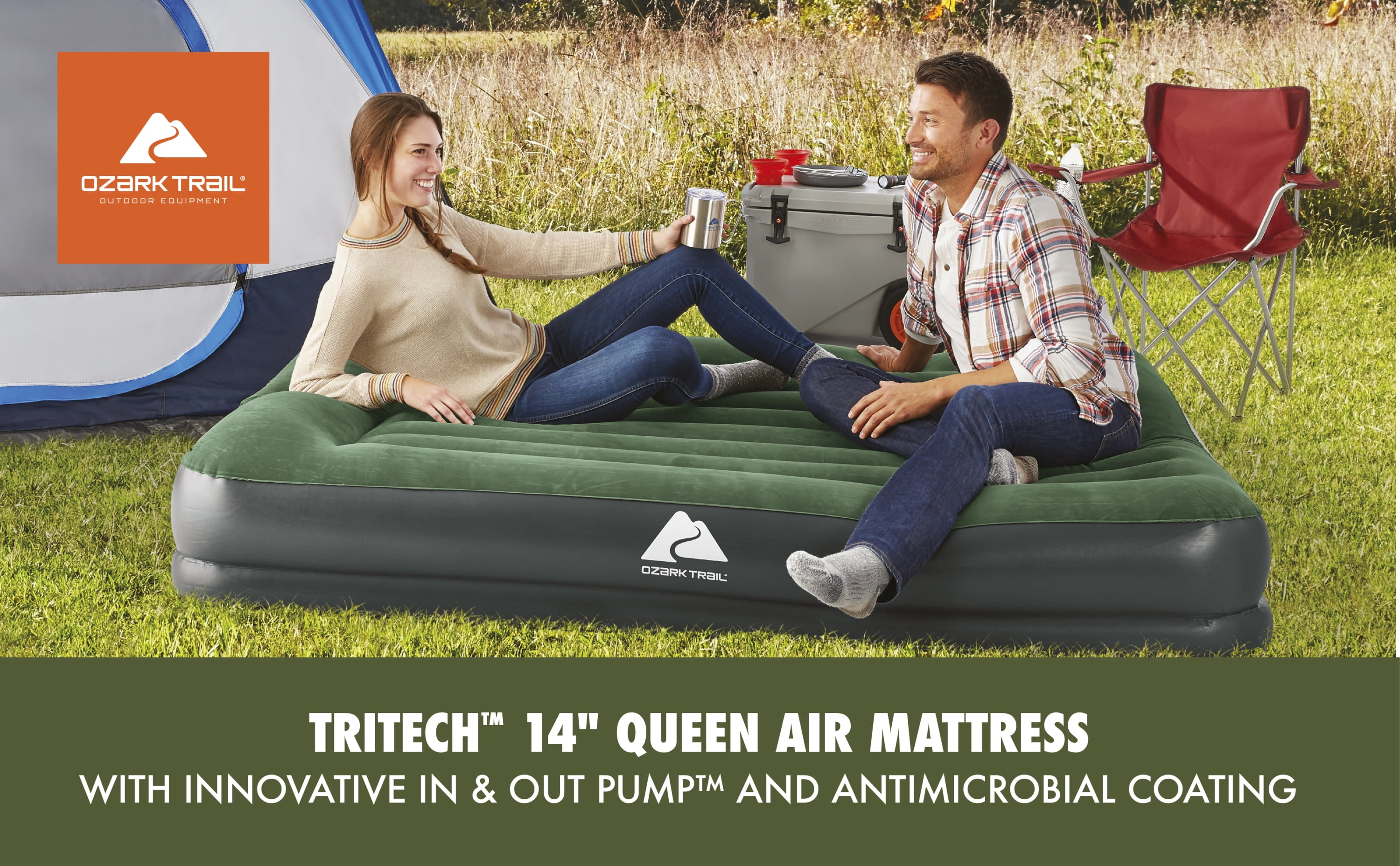Ozark Trail Brandclub Ozark Trail 14 Queen Tritech Airbed Mattress with In Out Pump and Antimicrobial Coating