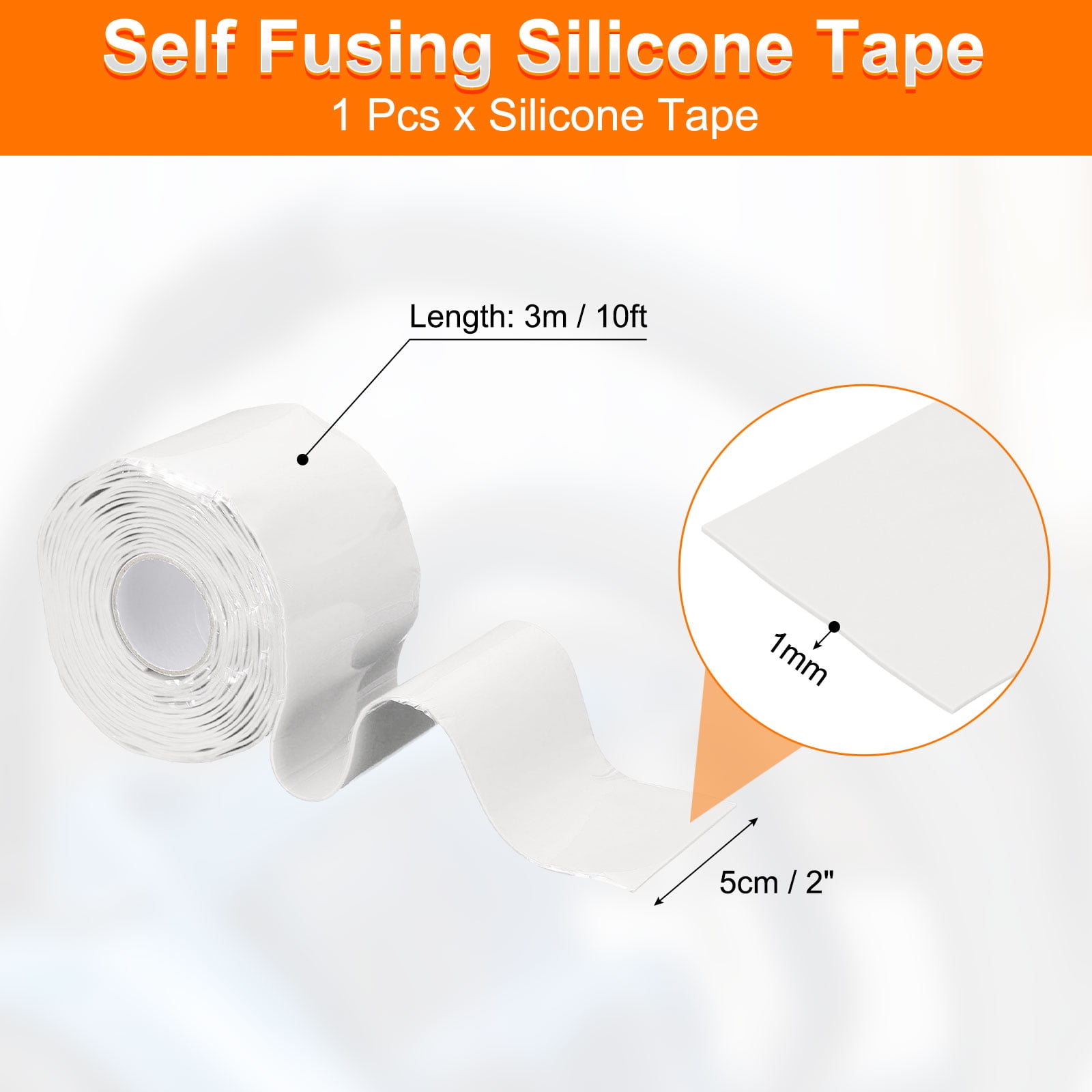 Self Fusing Silicone Tape, Waterproof Silicone Grip Tape for Plumbing Pipe Leaks 2" x 10ft