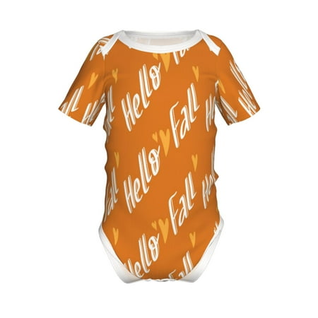 

Lukts Hello Fall Print Baby Short Sleeve Romper Onesie for Newborn Baby Boys and Girls-18 Months