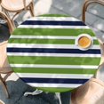 thumbnail image 3 of Green Navy Round Fitted Table Cover Blue White Geometric Stripes Waterproof Table Cloth with Elastic Edge Wipeable Tablecloth for Picnic Camping Party Fits 36"-44" Diameter, 3 of 8