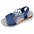 thumbnail image 5 of Rokment Platform Wedges Strappy Dress Sandals for Women 2026 Beach Fashion Casual Open Toe Chunky High Heels Espadrilles Slingback Gladiator Summer Shoes Blue Size 7.5, 5 of 6