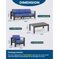thumbnail image 2 of WildBreak Aluminum Outdoor Sofa and Chairs 4 Piece Set, Black/Blue, 2 of 8