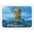 thumbnail image 1 of Cartoon Bath Mat, Fantasy Fisherman House Fairytale Underwater Life Fishes Coral Cloudy Sky, Non-Slip Plush Mat Bathroom Kitchen Laundry Room Decor, 29.5 X 17.5 Inches, Blue Brown Green, Ambesonne, 1 of 2