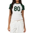 thumbnail image 2 of Gynyvoja Women Short Sleeve Jersey Crop Tops Y2k Graphic Tees Summer Teen Girls Crewneck Slim Fit T-Shirts Green L, 2 of 8