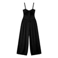 thumbnail image 5 of Solid Camisole Hollow Out Tie Front Wide Leg Jumpsuit Piece, 5 of 6