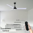 thumbnail image 3 of Matthews Fan Company AKLK-BK-MWH-56 Alessandra 56” Matte Black Ceiling Fan with 3 Matte White Blades, Integrated LED Light Kit, Remote Control, Indoor/Outdoor Wet Rated, 3 of 6