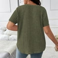 thumbnail image 4 of Fartey Women's Plus Size Summer Tops = Ribbed Knit Short Sleeve Shirts Dressy Casual V Neck Tunic Tops Slim Fit Going Out Blouses Army Green XXXXXL, 4 of 7