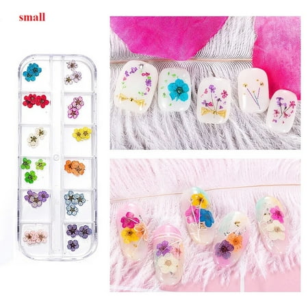 12 Colors Diy Nail Art Dried Flowers 3d Flower Decoration Nails