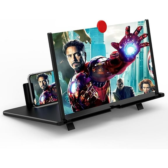 16" Screen Magnifier for Cell Phone,3D Magnifying Projector Screen Enlarger Expander for Movies, Videos, and Gaming, Foldable Phone Stand with Screen Amplifier, Compatible with All Smartphones