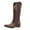 Brown, variant on Flower Embroidered Knee High Cowboy Cowgirl Boots for Women 2025 Winter Fall Floral Wide Calf Dress Tall Boots Black Size 6