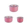 thumbnail image 2 of Fridja Food Storage Containers Set with Lids, 3 Size Reusable Stackable Snack Containers, Round Salad Fruits Meal Prep Container, Dishwasher, Microwave Box Bento (Pink), 2 of 5