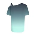 thumbnail image 5 of ABATAB Off One Shoulder Tops for Women Summer Short Sleeve Gradient T-Shirts Dressy Casual Lightweight Trendy Shirt Blouses, 5 of 5