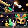 thumbnail image 4 of Golden Mask Mardi Gras Banner Colorful Feathers Carnival Display Purple Green Gold Beaded Decoration Festive Backdrop for Carnival Party Mardi Gras Celebration Festival Parade, 4 of 9