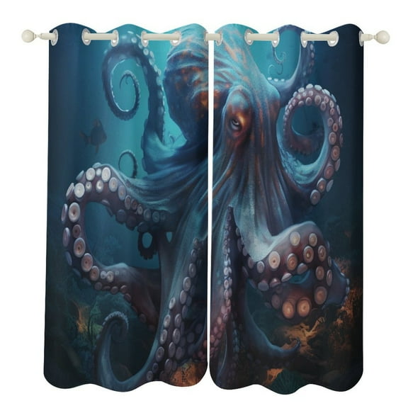Colorful Octopus Modern Window for Living Room Curtains for Child Bedroom Kitchen Decor Blinds Drapes