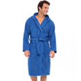 thumbnail image 3 of Notus Hooded Bathrobe for Men Soft Spa Nightgowns 100% Cotton Terry robes for Women - Towel Bathrobe Unisex Terry Cloth Bathrobe, Soft Shower Spa Robe Blue L, 3 of 6