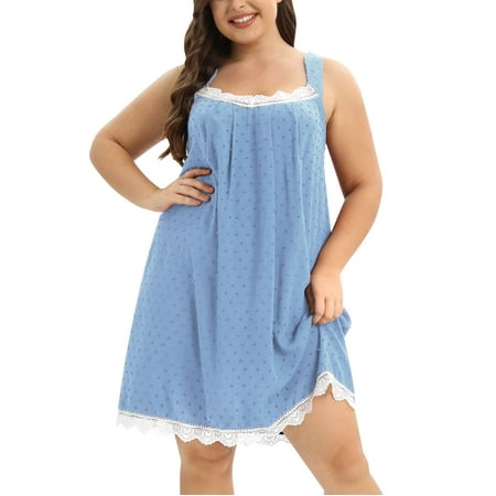 

Valcatch Women s Nightgown Lace Trim Sleeveless Nightdress Wide Strap Chemise Plus Size XL-4XL