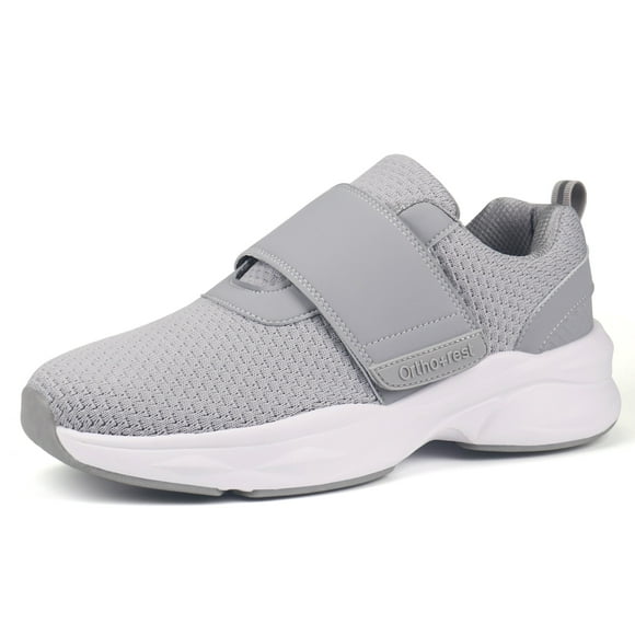 JABASIC Hombres Diabéticos Zapatos para caminar Edema Zapatos para los pies hinchados Arco de soporte ortopédico Zapatillas de deporte (US9/MX27.5,LT.GRIS)