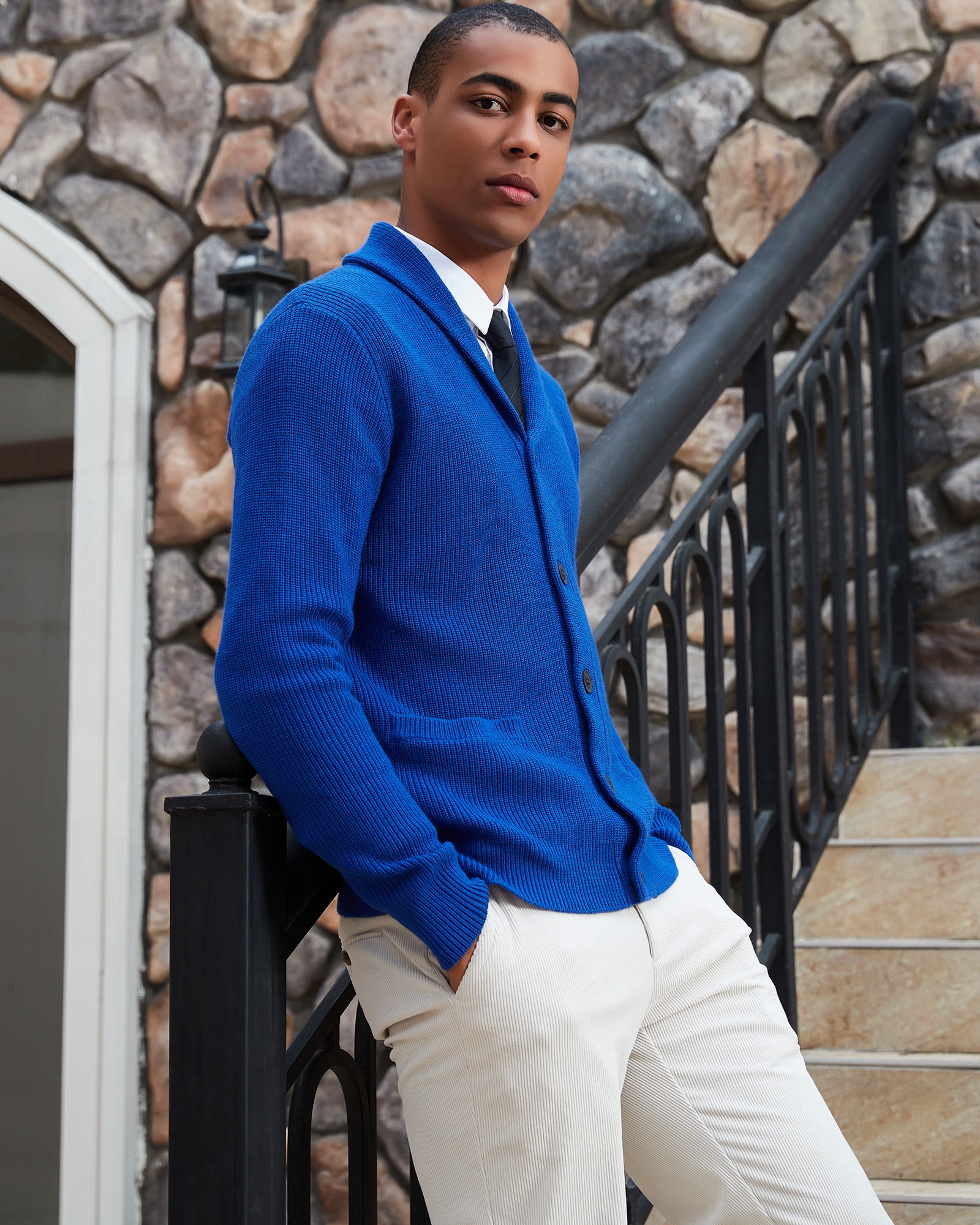 Royal blue sale cardigan mens