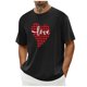 thumbnail image 1 of Tops para hombre, blusas y camisas de cuello redondo y manga corta para hombre. Camiseta/camisa informal de cuello redondo y manga corta con estampado de corazones para hombre. Tops de poliéster para, 1 of 4