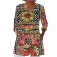 thumbnail image 2 of Womens Tops Plus Size 3/4 Sleeves V-Neck Floral Print Casual Shirt Multicolor XL, 2 of 5