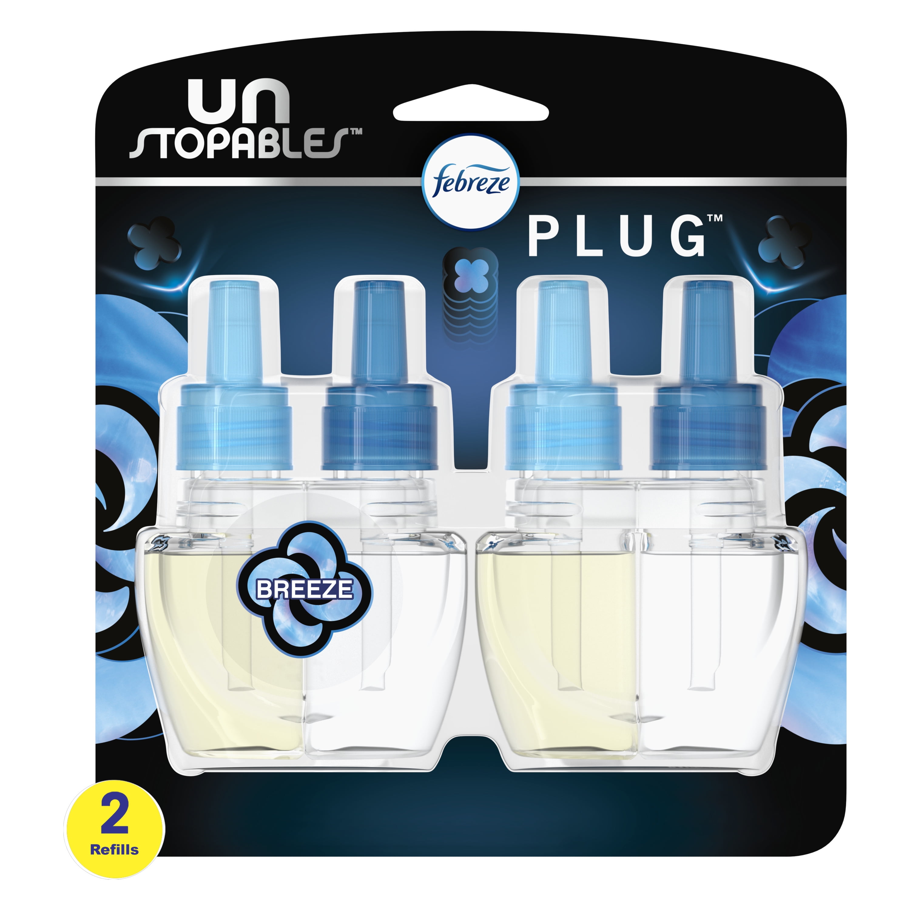 Febreze Unstopables Odor-Eliminating PLUG Air Freshener, Breeze (2) .87 fl. oz. Oil Refills