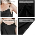 thumbnail image 3 of Green+Black Basic Women's  Satin Silk Tank Top Ladies V-Neck Silky Loose Sleeveless Blouse Tank Shirt, 3 of 11