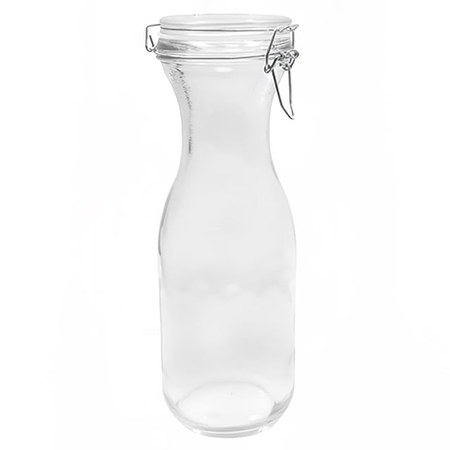 TableCraft RGC34 Garrafa para Llevar y Cobrar, 1000 ml, Reutilizable, Sello de Silicona, Vidrio, Transparente, 6 Unidades por Caja