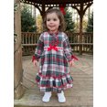 thumbnail image 4 of Cjfdfy Toddler Little Girls Christmas Nightgowns Outfit Holiday Plaid Dress With Red Ribbon Bow Ruffle Long Sleeve Pajamas Cute Kids Christmas Fall Winter Outfit, 4 of 9