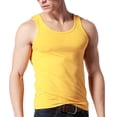 thumbnail image 2 of Charmgo Tank Tops Men, Men's High Elastic Cotton Youth Slim Fit Summer Autumn Middle and Old Age Undershirts Cotton Sling Sleeveless Shirts for Men, Plain Tshirts for Men, Vest for Men Yellow XXXL, 2 of 4