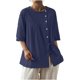 thumbnail image 1 of Mujeres 3/4 Manga Verano Tops Color Sólido Cuello Redondo Botón Cordón Blusa Casual para Diario, 1 of 7