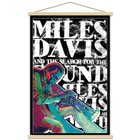 Miles Davis - Illustrated Trumpet Wall Poster with Magnetic Frame, 22.375" x 34"