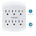 thumbnail image 4 of Philips 6 Outlet Wall Tap, 125VAC/15A/1875W, Tamper-resistant Protected Outlets, SPS1461WA/37, 4 of 9