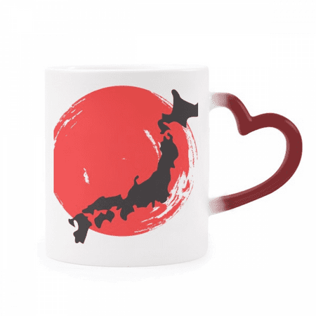 

Black Map Japan Heat Sensitive Mug Red Color Changing Stoneware Cup