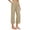 Khaki, variant on Linen Capri Pants for Women Straight Leg Beach Vacation Capris Summer Casual High Waist Cropped Pant with Pockets Khaki M