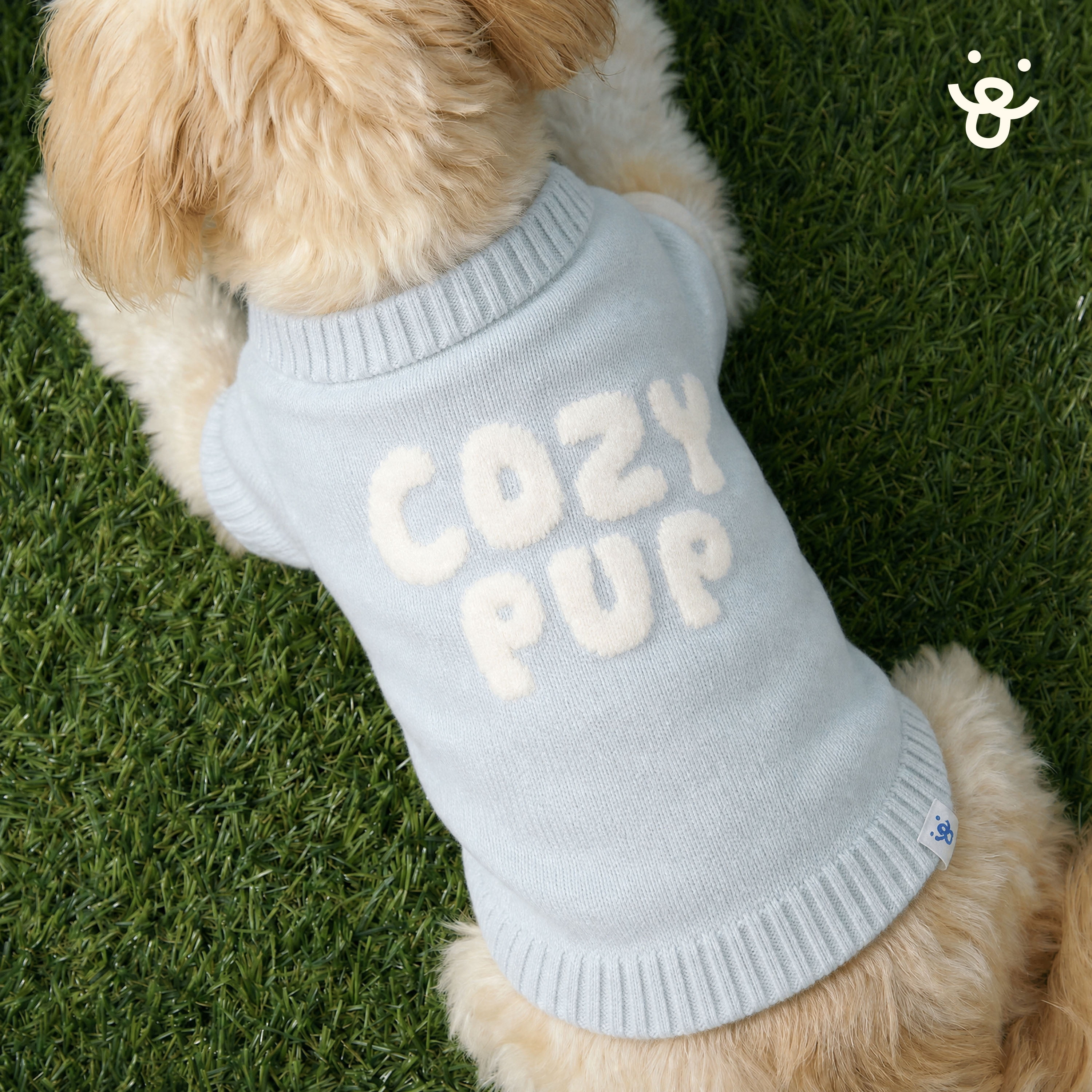 Oodles Cozy Pup Fall Dog Sweater, Blue, Small