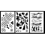 3Pack! Airbrush Camouflage Paint Stencils 14" (Hex, TACS, Tiger stripe Camo)
