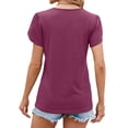 thumbnail image 2 of Hanerdun Women Shirt Tops Female Short Sleeve Casual Blouses Tees Red 2XL, 2 of 5