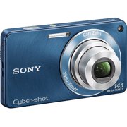 Angle View: Sony Cyber-shot W350 Blue 14.1MP Digital Camera, 4X Optical Zoom & 2.7" LCD