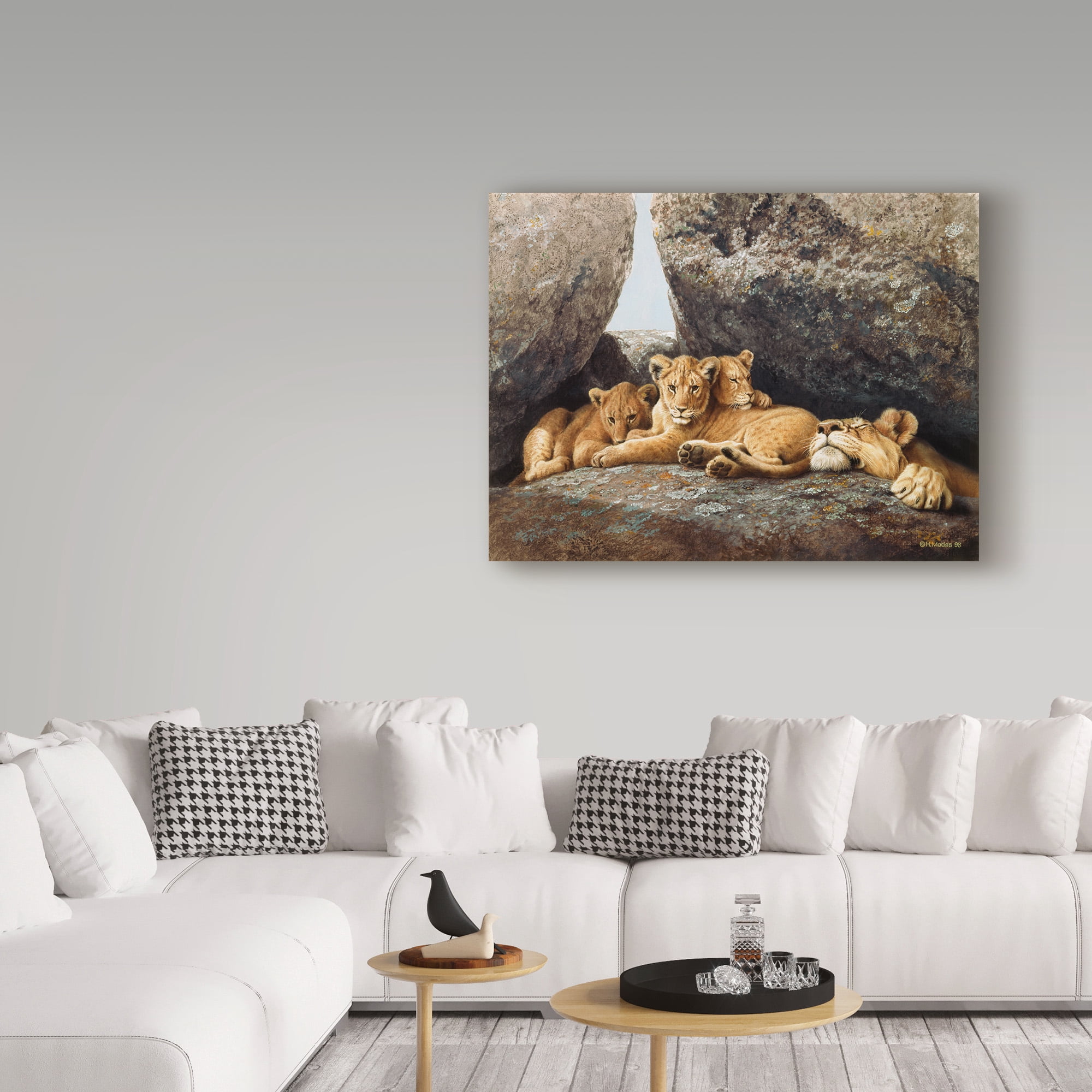 Trademark Fine Art 'Lioness With Cubs' Canvas Art by Harro Maass