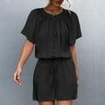 thumbnail image 4 of Short Romper, Casual Jumpsuit Shorts Button Top  For Home Office Beach Black XL, 4 of 6