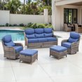 thumbnail image 2 of Jentlehouse 5-Piece Outdoor Patio Furniture Set,Rattan Patio Set Outdoor 3-Seat Couch Set with Swivel Chairs and Ottomans,Outdoor Conversation Furnitures for Porch Balcony Deck, 2 of 11