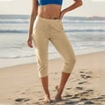 thumbnail image 2 of Ihhxva Women's Capri Pants 3/4 Length Cuffed Ankle Relaxed Fit Elastic Waist Yoga Pockets Stretchable Summer Jogger Leggings Gym Daily Wear S-2XL, 2 of 9