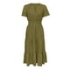 thumbnail image 4 of Vestido midi maxi informal de verano para mujer: vestido boho de playa con mangas cortas, cuello en V, cintura elástica y bolsillos - S-XXL, 4 of 5