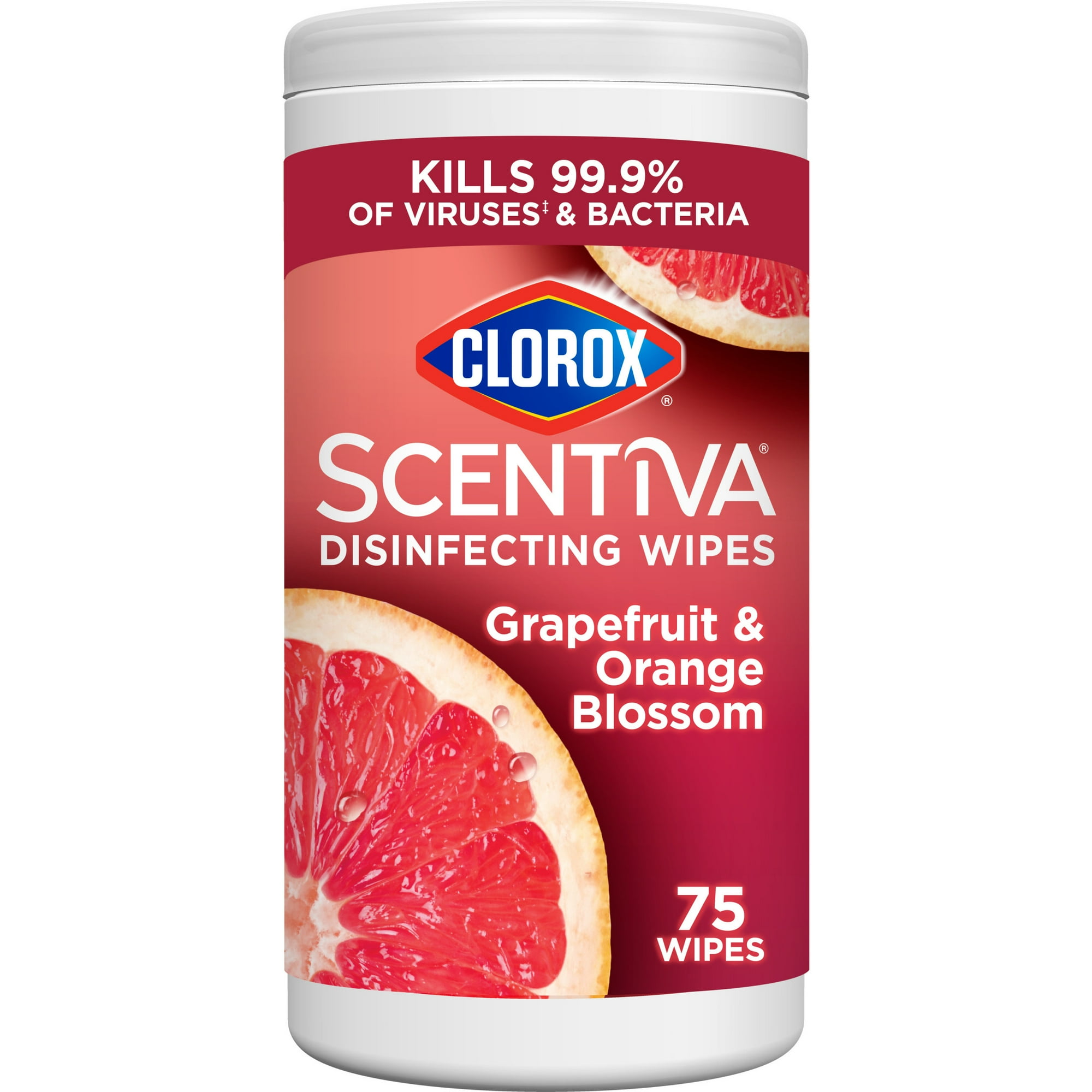 Clorox Scentiva Bleach-Free Cleaning Wipes, Grapefruit & Orange Blossom, 75 Count