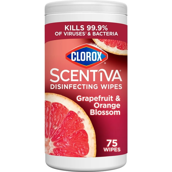Clorox Scentiva Bleach-Free Cleaning Wipes, Grapefruit & Orange Blossom, 75 Count