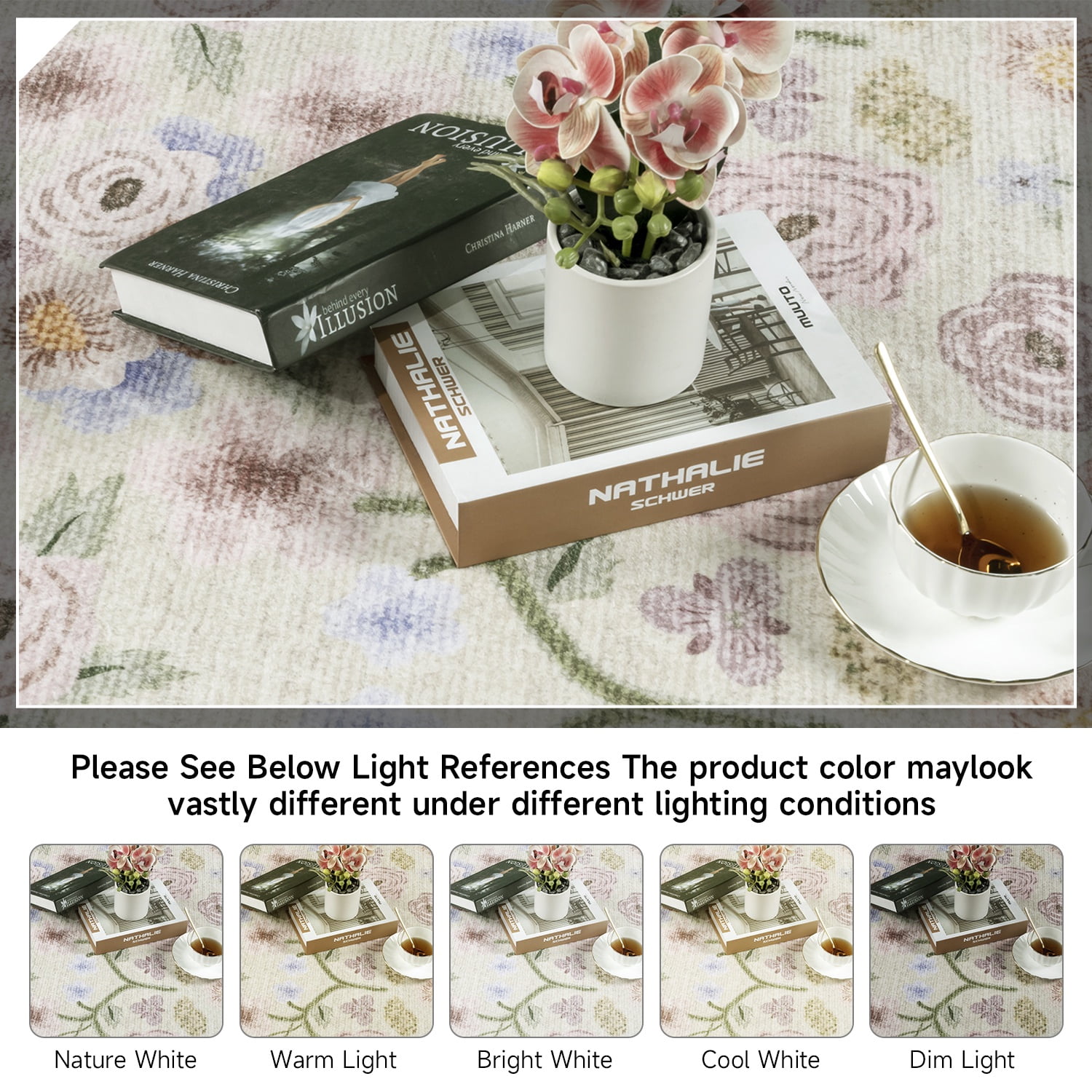 Wondo Washable Area Rug 5x8 - Traditional Floral Living Room Rug Stain Resistant Soft Bedroom Rug, For Under Table Living Room Indoor Rug, Beige