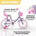 thumbnail image 5 of Glerc Maggie 16 inch Kids Girls Bike for Ages 4-7 Years Old Children, Princess Style Kids Bicycle with Doll-Seat & Basket & Training Wheels, Purple, 5 of 9