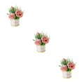 thumbnail image 4 of relayinert Simulation Flower Set Low Maintenance Easy To Clean Fake Peony Silk Hydrangea Flower Silk Artificial Flowers With Vase rose powder 3Set, 4 of 6