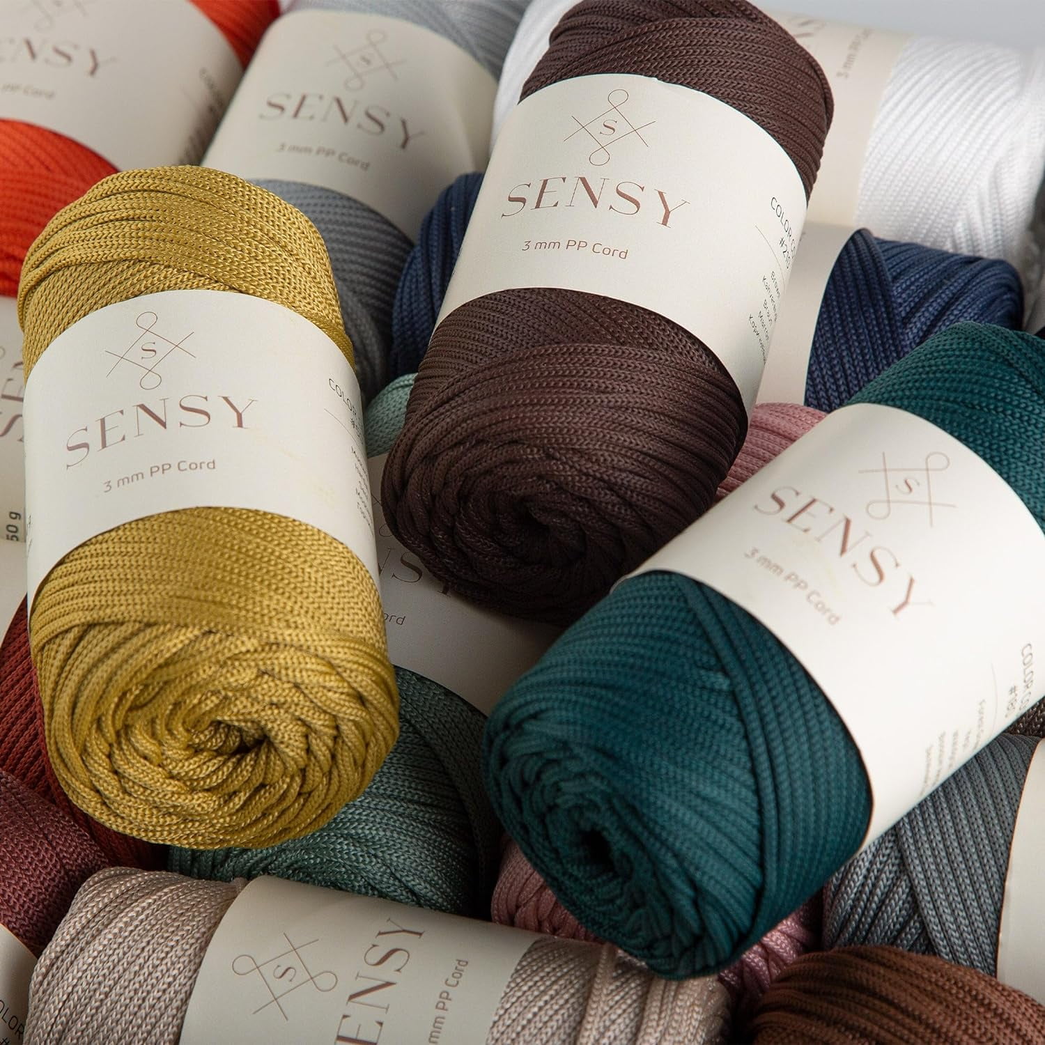 2 Skeins of Sensy Premium 3mm 131 Yards Polyester Rope 100% Polypropylene Cord Macrame Cord 3mm Crochet Bag Cord Macrame Rope Crochet Thread Gift for Knitter (Sage)